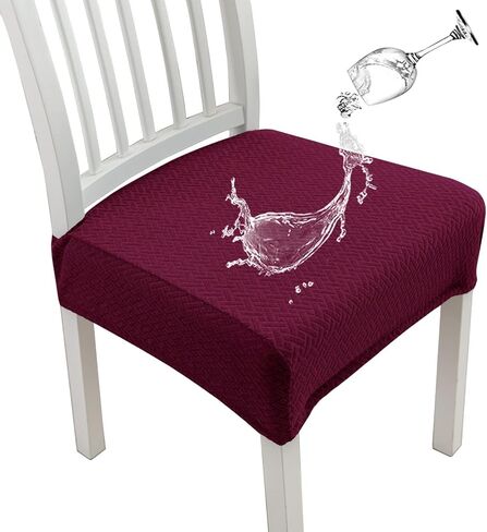 Stretch Jacquard Waterproof Chair Seat Covers for Dining Room, Removable Washable Anti-Dust Chair Seat Protector Slipcovers (Beige,Set of 2) in Kuwait