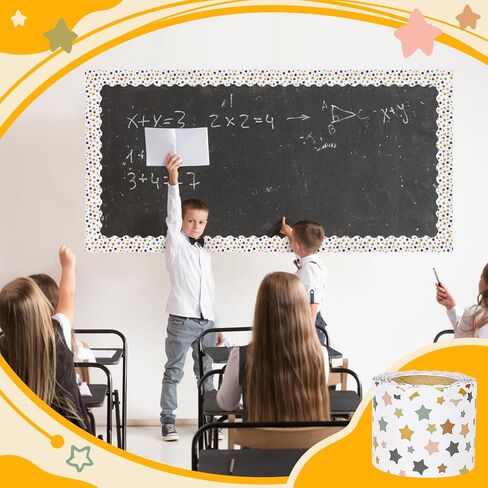1 Roll 65.6 ft Boho Bulletin Board Borders Scalloped Trim Colorful Bulletin Board Paper Boho Classroom Decorations for School Blackboard Chalkboard Desk Back to School Supplies Heart in Saudi Arabia