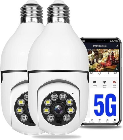360° Security Cameras Wireless Outdoor, 2.4GHz & 5GHz WiFi Light Bulb1080p Security Camera Wireless Light Socket Smart Cameras for Home Security, Motion Detection, Two-Way Audio (1PC) in Kuwait