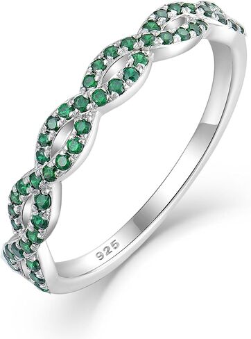 Twisted Stackable Ring 925 Sterling Silver Infinity Ring Round Birthstone Eternity Jewelry for Women in Saudi Arabia