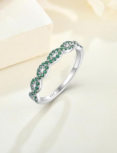 Twisted Stackable Ring 925 Sterling Silver Infinity Ring Round Birthstone Eternity Jewelry for Women in Saudi Arabia