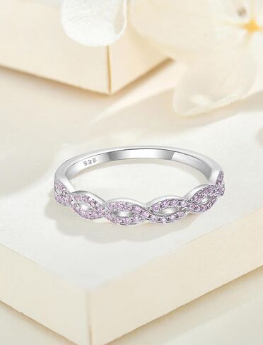Twisted Stackable Ring 925 Sterling Silver Infinity Ring Round Birthstone Eternity Jewelry for Women in Saudi Arabia
