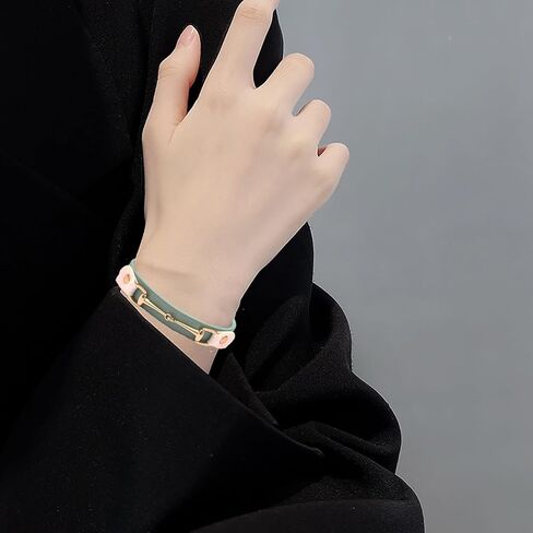 سوار جلدي للنساء بسيط من الجلد الصناعي أساور ملفوفة باللون الأزرق والبني والأخضر سوار معصم هدايا جالانتينز in Kuwait