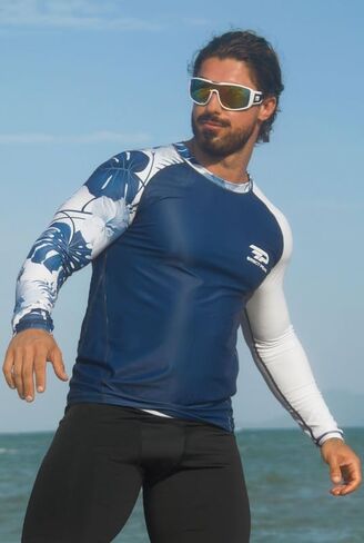 Men's UPF 50+ Long Sleeve Rashguard Shirt Sun Protection Beach Swim Shirt Quick Dry Surfing Shirt in Saudi Arabia