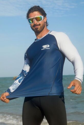 Men's UPF 50+ Long Sleeve Rashguard Shirt Sun Protection Beach Swim Shirt Quick Dry Surfing Shirt in Saudi Arabia