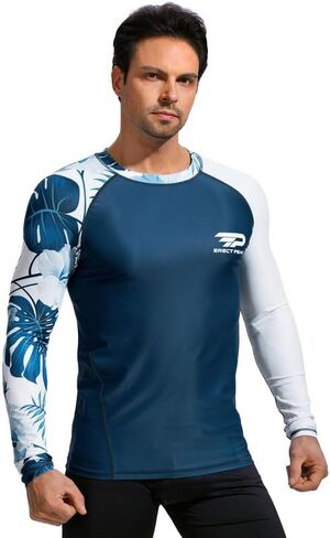 Men's UPF 50+ Long Sleeve Rashguard Shirt Sun Protection Beach Swim Shirt Quick Dry Surfing Shirt in Saudi Arabia
