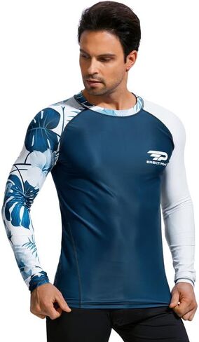Men's UPF 50+ Long Sleeve Rashguard Shirt Sun Protection Beach Swim Shirt Quick Dry Surfing Shirt in Saudi Arabia
