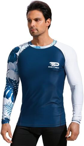 Men's UPF 50+ Long Sleeve Rashguard Shirt Sun Protection Beach Swim Shirt Quick Dry Surfing Shirt in Saudi Arabia