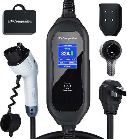 Level 1-2 EV Charger (16 Amp 110-240V 21ft Cable), Portable Electric Vehicle Charger with NEMA 6-20 Plug NEMA 5-15 Adapter,Plug-in Home EV Charging Station for SAE J1772 Evs in Saudi Arabia