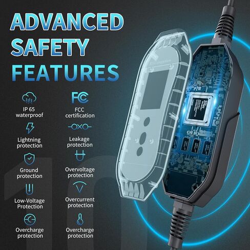 Level 1-2 EV Charger (16 Amp 110-240V 21ft Cable), Portable Electric Vehicle Charger with NEMA 6-20 Plug NEMA 5-15 Adapter,Plug-in Home EV Charging Station for SAE J1772 Evs in Saudi Arabia