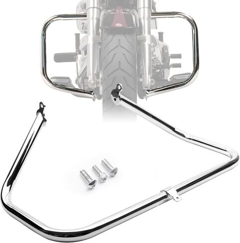 قضيب حماية المحرك من الفولاذ، شريط أمامي للطرق السريعة مناسب لـ 2009-2022 Harley Touring Street Road Glide King (كروم) in Kuwait