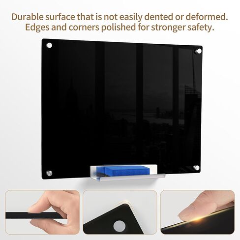 Acrylic Black Magnetic Dry Erase Board for Wall, White Board12"x16",Frameless Magnetic Dry Erase Board for Office,Classroom and Home/for Kids,Students,Adults in Saudi Arabia