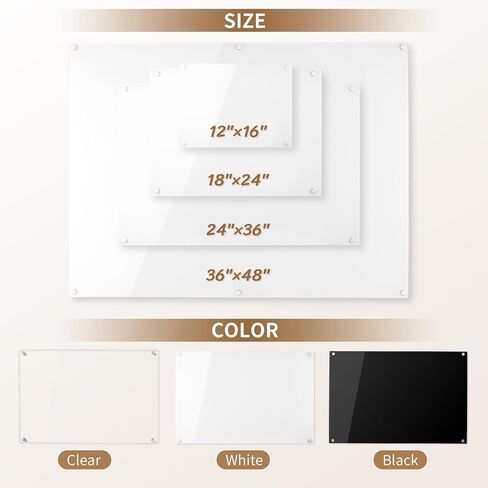 Acrylic Black Magnetic Dry Erase Board for Wall, White Board12"x16",Frameless Magnetic Dry Erase Board for Office,Classroom and Home/for Kids,Students,Adults in Saudi Arabia