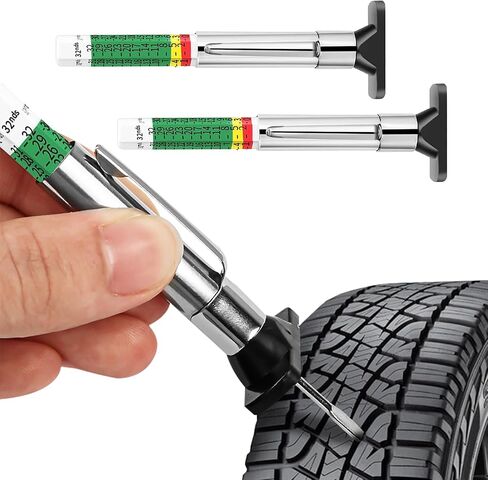 Car Tire Tread Depth Gauge, Tire Depth Gauge with Six-Sided Smart Color Coded, Tire Tread Depth Measurement Tool for Most Auto Truck SUV, Universal Car Accessories (1 PCS) in Kuwait