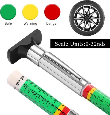 Car Tire Tread Depth Gauge, Tire Depth Gauge with Six-Sided Smart Color Coded, Tire Tread Depth Measurement Tool for Most Auto Truck SUV, Universal Car Accessories (1 PCS) in Kuwait