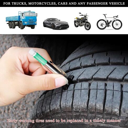 Car Tire Tread Depth Gauge, Tire Depth Gauge with Six-Sided Smart Color Coded, Tire Tread Depth Measurement Tool for Most Auto Truck SUV, Universal Car Accessories (1 PCS) in Kuwait