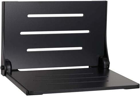 Seachrome Silhouette Folding Wall Mount Shower Bench Seat, Black Seat with Silver Frame in Saudi Arabia