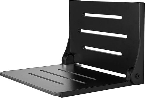 Seachrome Silhouette Folding Wall Mount Shower Bench Seat, Black Seat with Silver Frame in Saudi Arabia