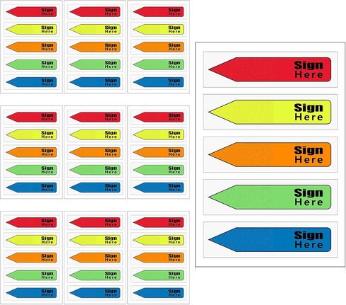 Prasacco 10 Packs/1000 Pieces Sign Here Tabs, Colored Sign Here Stickers Sign Here Flags Sign Here Post Flags Easy to Post Sign Here Sign Date Tabs for Notary Books Paper in Saudi Arabia