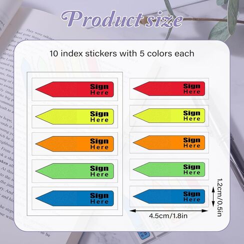 Prasacco 10 Packs/1000 Pieces Sign Here Tabs, Colored Sign Here Stickers Sign Here Flags Sign Here Post Flags Easy to Post Sign Here Sign Date Tabs for Notary Books Paper in Saudi Arabia