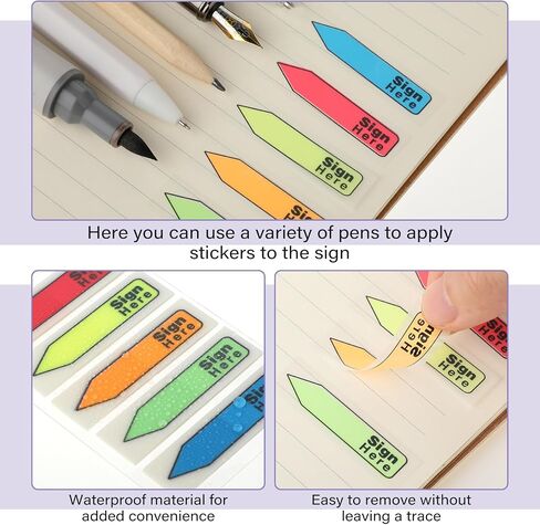 Prasacco 10 Packs/1000 Pieces Sign Here Tabs, Colored Sign Here Stickers Sign Here Flags Sign Here Post Flags Easy to Post Sign Here Sign Date Tabs for Notary Books Paper in Saudi Arabia