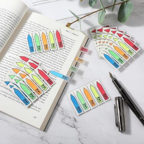 Prasacco 10 Packs/1000 Pieces Sign Here Tabs, Colored Sign Here Stickers Sign Here Flags Sign Here Post Flags Easy to Post Sign Here Sign Date Tabs for Notary Books Paper in Saudi Arabia