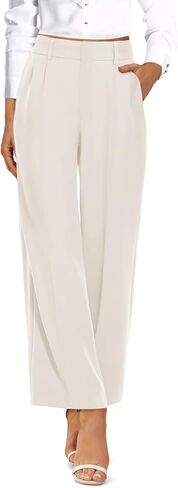 onlypuff Womens Casual Business Pants Wide Leg Palazzo Trousers High Waisted Straight Long Capris with Pockets in Saudi Arabia
