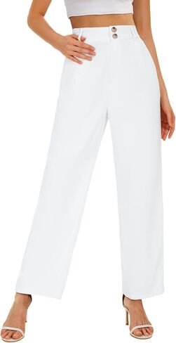 onlypuff Womens Casual Business Pants Wide Leg Palazzo Trousers High Waisted Straight Long Capris with Pockets in Saudi Arabia
