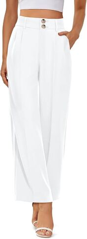 onlypuff Womens Casual Business Pants Wide Leg Palazzo Trousers High Waisted Straight Long Capris with Pockets in Saudi Arabia