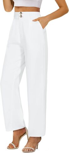 onlypuff Womens Casual Business Pants Wide Leg Palazzo Trousers High Waisted Straight Long Capris with Pockets in Saudi Arabia