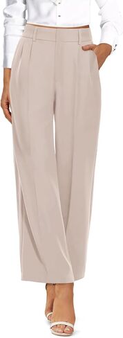 onlypuff Womens Casual Business Pants Wide Leg Palazzo Trousers High Waisted Straight Long Capris with Pockets in Saudi Arabia