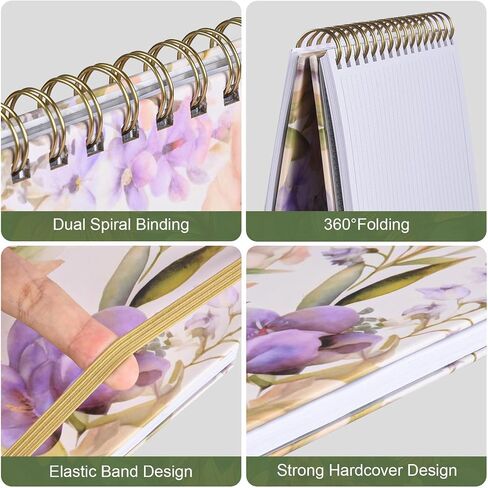 Spiral Notebook, 4 Pack A5 Lined Journal for Women, Hardcover Spiral Journal with 2 Pockets, College Ruled Notebooks, Cute Notebook for Office, School Supplies, Gifts (160 Pages, 6.3" x 8.46") in Saudi Arabia