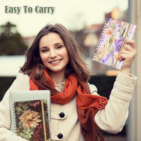 Spiral Notebook, 4 Pack A5 Lined Journal for Women, Hardcover Spiral Journal with 2 Pockets, College Ruled Notebooks, Cute Notebook for Office, School Supplies, Gifts (160 Pages, 6.3" x 8.46") in Saudi Arabia
