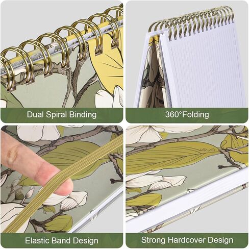 Spiral Notebook, 4 Pack A5 Lined Journal for Women, Hardcover Spiral Journal with 2 Pockets, College Ruled Notebooks, Cute Notebook for Office, School Supplies, Gifts (160 Pages, 6.3" x 8.46") in Saudi Arabia