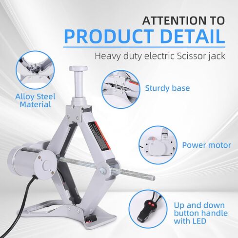 Electric Car Jack Kit 3 Ton 12v Automatic Scissor Lift Jack Portable car Jack for SUV Sedans Tire Change with LED Light(Red) in Saudi Arabia