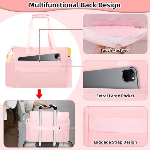 Teacher Tote Bag with 15.6 Inch Laptop Compartment, Soft Nylon Teacher Utility Bag with Multiple Pocket& Shoulder Strap, Large Work Tote Bag for Office& Teacher Supplies Organizer Women (Black) in Saudi Arabia