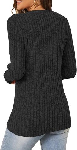 Womens Lightweight Sweaters Button Down Fall Long Sleeve Pullover Shirts Business Casual Tunic Tops in Saudi Arabia