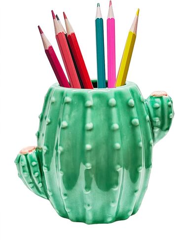 Cactus Desk Accessories Pen Holder for Desk Cute Pencil Holder Cactus Decor Ceramic Pencil Cup Home Office School Cactus Gifts (Green) in Saudi Arabia