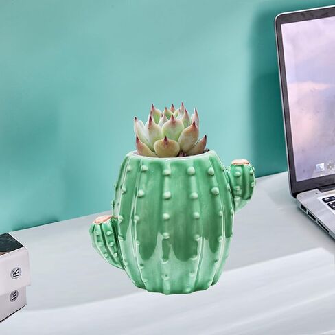 Cactus Desk Accessories Pen Holder for Desk Cute Pencil Holder Cactus Decor Ceramic Pencil Cup Home Office School Cactus Gifts (Green) in Saudi Arabia