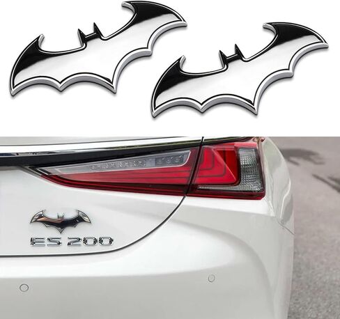 Pincuttee 2PC 3D Metal Sticker for Car,Bat Sticker for Car, Car Emblem Stickers,Car Exterior Decal and Sticker,Bumper Sticker for Car/SUV/Truck(Silver,2PC) in Saudi Arabia