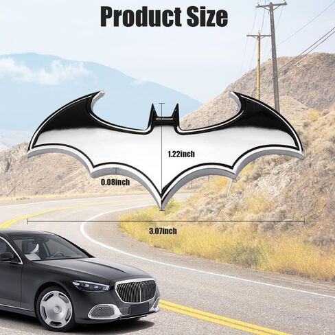 Pincuttee 2PC 3D Metal Sticker for Car,Bat Sticker for Car, Car Emblem Stickers,Car Exterior Decal and Sticker,Bumper Sticker for Car/SUV/Truck(Silver,2PC) in Saudi Arabia