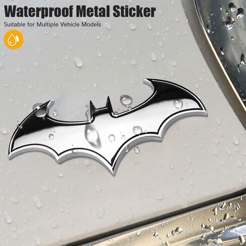 Pincuttee 2PC 3D Metal Sticker for Car,Bat Sticker for Car, Car Emblem Stickers,Car Exterior Decal and Sticker,Bumper Sticker for Car/SUV/Truck(Silver,2PC) in Saudi Arabia