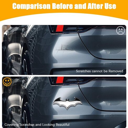 Pincuttee 2PC 3D Metal Sticker for Car,Bat Sticker for Car, Car Emblem Stickers,Car Exterior Decal and Sticker,Bumper Sticker for Car/SUV/Truck(Silver,2PC) in Saudi Arabia