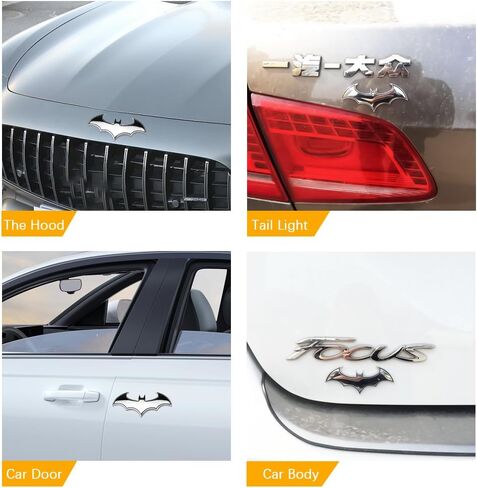 Pincuttee 2PC 3D Metal Sticker for Car,Bat Sticker for Car, Car Emblem Stickers,Car Exterior Decal and Sticker,Bumper Sticker for Car/SUV/Truck(Silver,2PC) in Saudi Arabia
