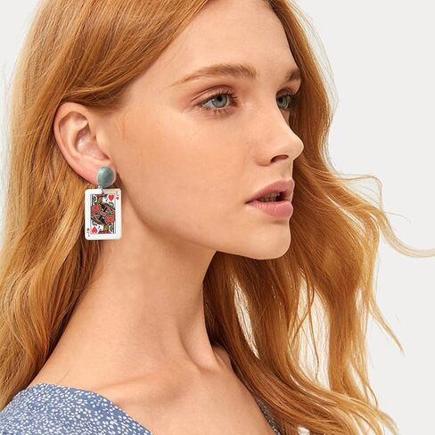 Playing Cards Pattern Drop Earring Fashion Party Gift Charms Spades Plum Poker Acrylic Earring Jewelry in Saudi Arabia
