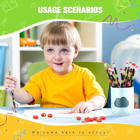 24 Pcs Welcome Back to School Pencils with 24 Miniature 0.9 in Apple Erasers, Apple Shape Mini Erasers, Kindergarten Pencils First Day of School Gift Set for Students, Teachers Classroom Supplies in Saudi Arabia