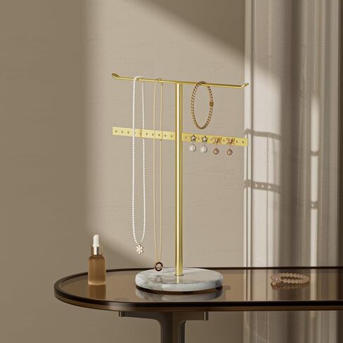 حامل قلادة رخامية لتنظيم المجوهرات: منظمة قلادات بريبي للنساء والفتيات المراهقات مع حامل ذهبي وقاعدة رخامية رقم G2 in Kuwait