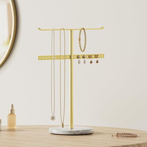 حامل قلادة رخامية لتنظيم المجوهرات: منظمة قلادات بريبي للنساء والفتيات المراهقات مع حامل ذهبي وقاعدة رخامية رقم G2 in Kuwait