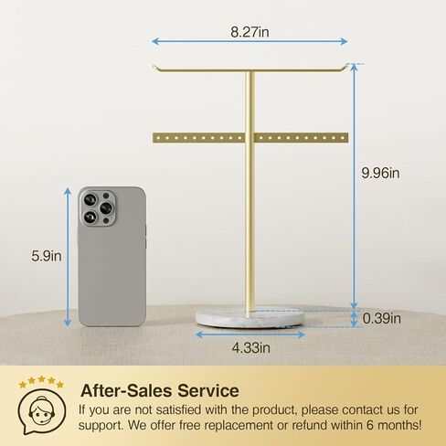 حامل قلادة رخامية لتنظيم المجوهرات: منظمة قلادات بريبي للنساء والفتيات المراهقات مع حامل ذهبي وقاعدة رخامية رقم G2 in Kuwait