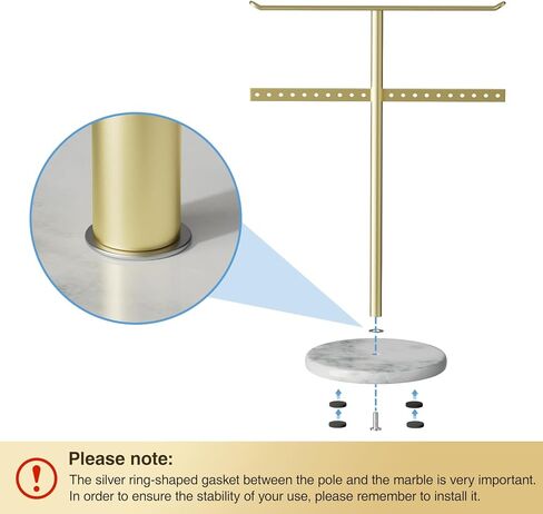 حامل قلادة رخامية لتنظيم المجوهرات: منظمة قلادات بريبي للنساء والفتيات المراهقات مع حامل ذهبي وقاعدة رخامية رقم G2 in Kuwait